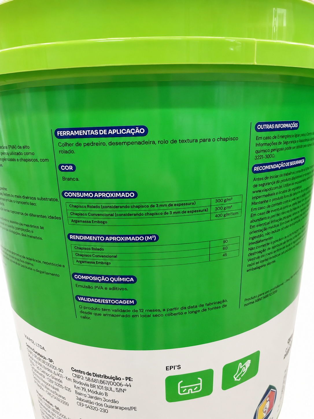 ADESIVO PARA CHAPISCO E ARGAMASSA VIAFIX 18L VIAPOL - Imagem 3