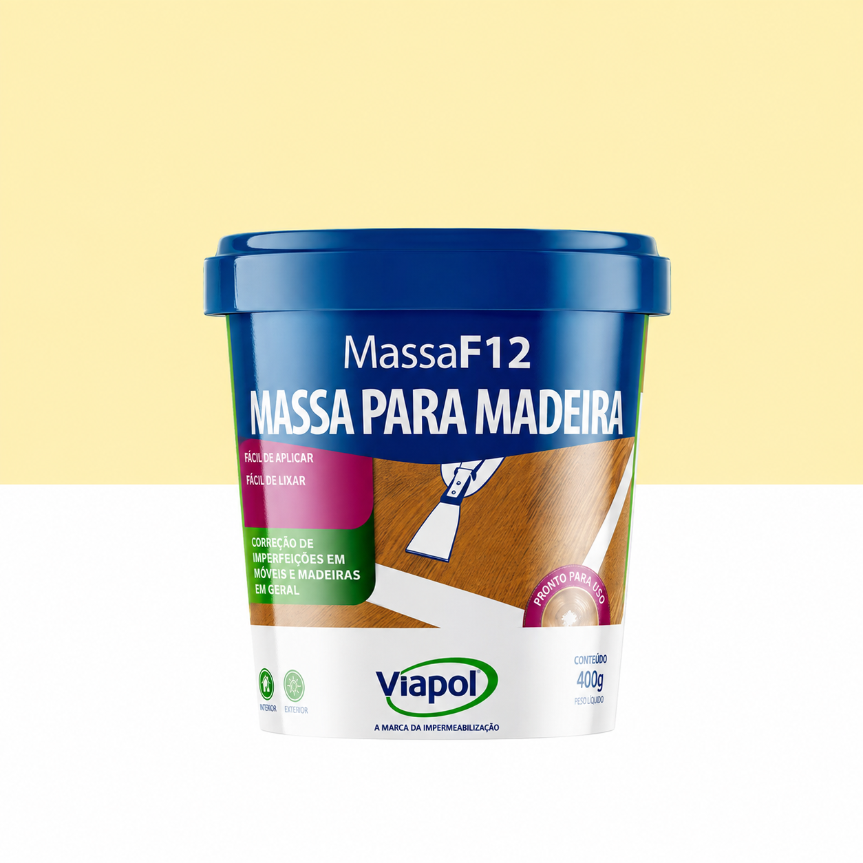 MASSA PARA MADEIRA MARFIM 400G F12 VIAPOL