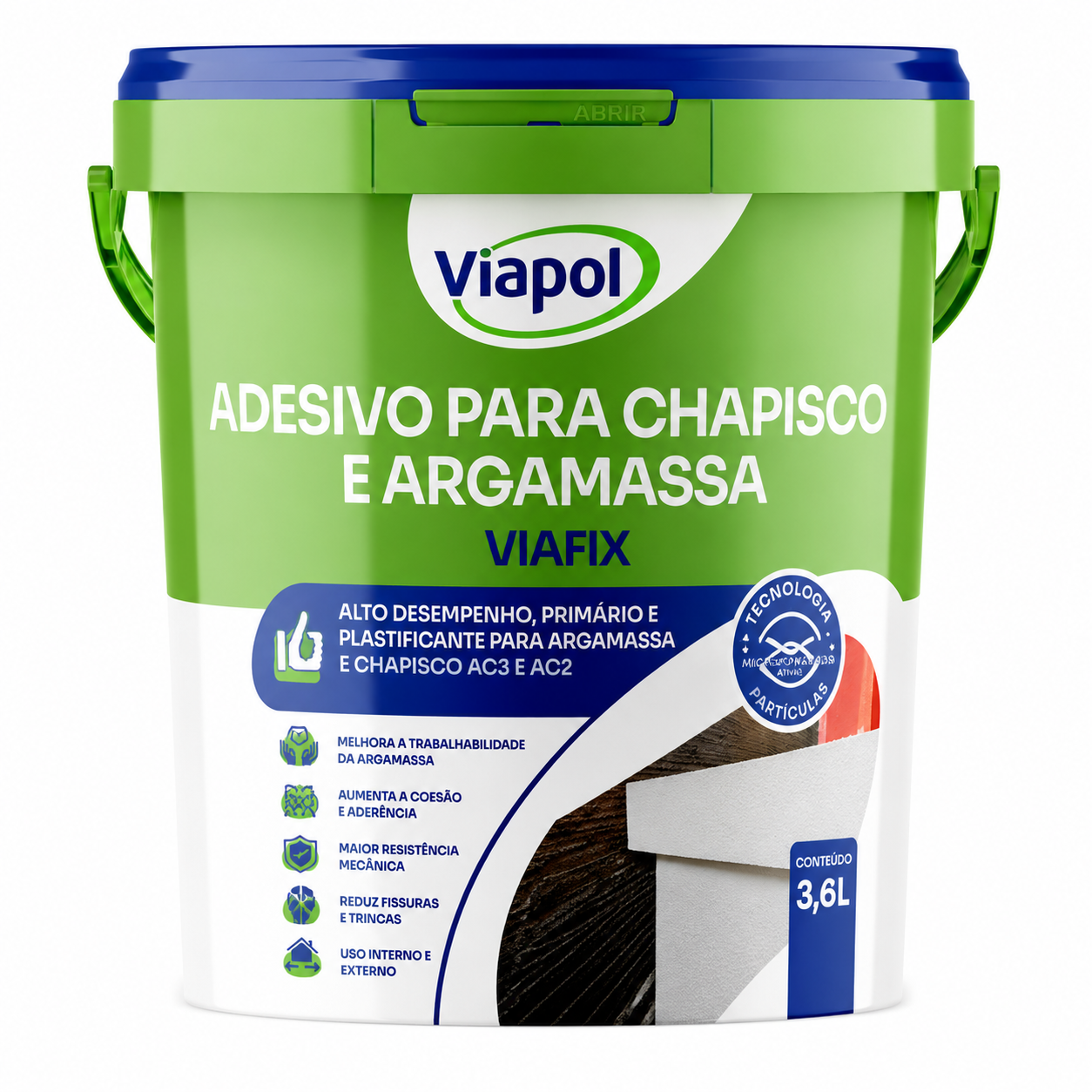 ADESIVO PARA ARGAMASSA E CHAPISCO VIAFIX 3,6L VIAPOL